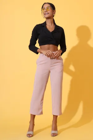 Peach Solid Straight Western Culottes