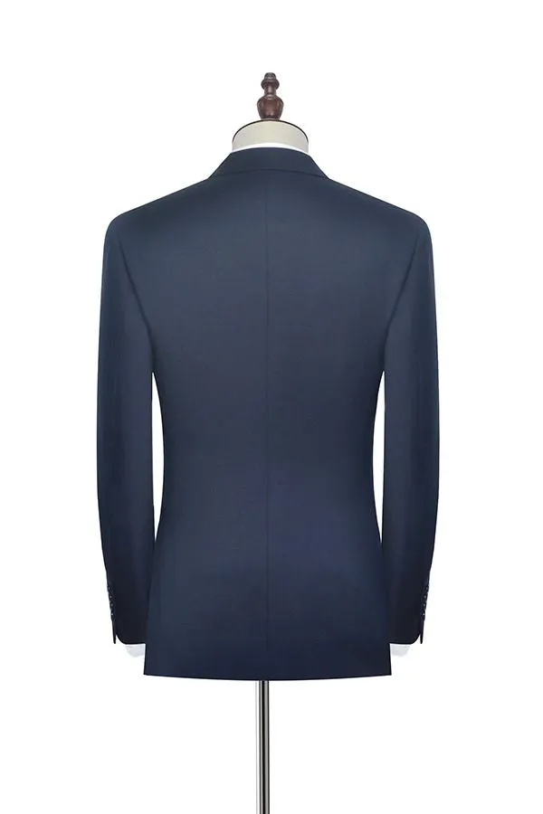 Peak Lapel Double Breasted Business Mens Suits for Formal Three Piece Dark Navy Suits for Men