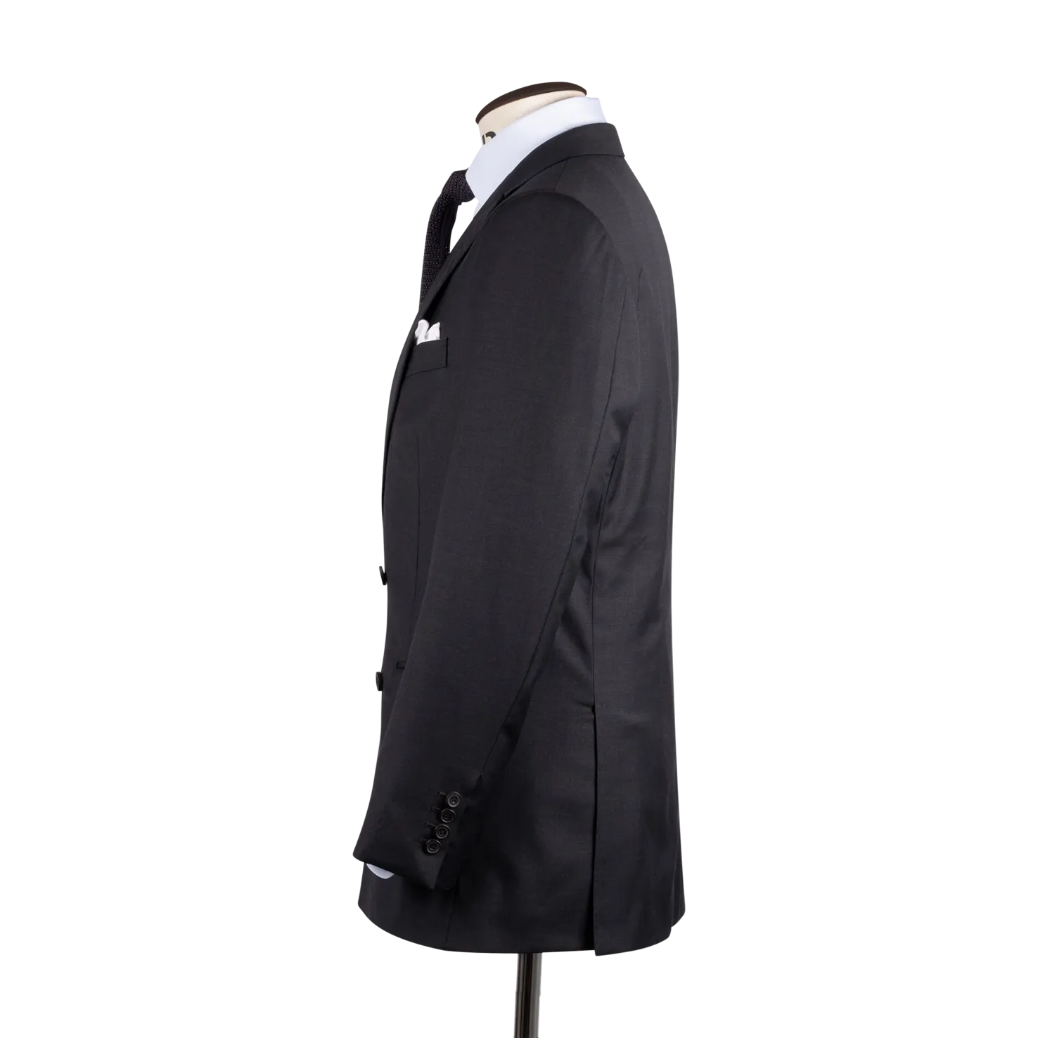Peak Lapel Double Breasted Suit in Grey Twill