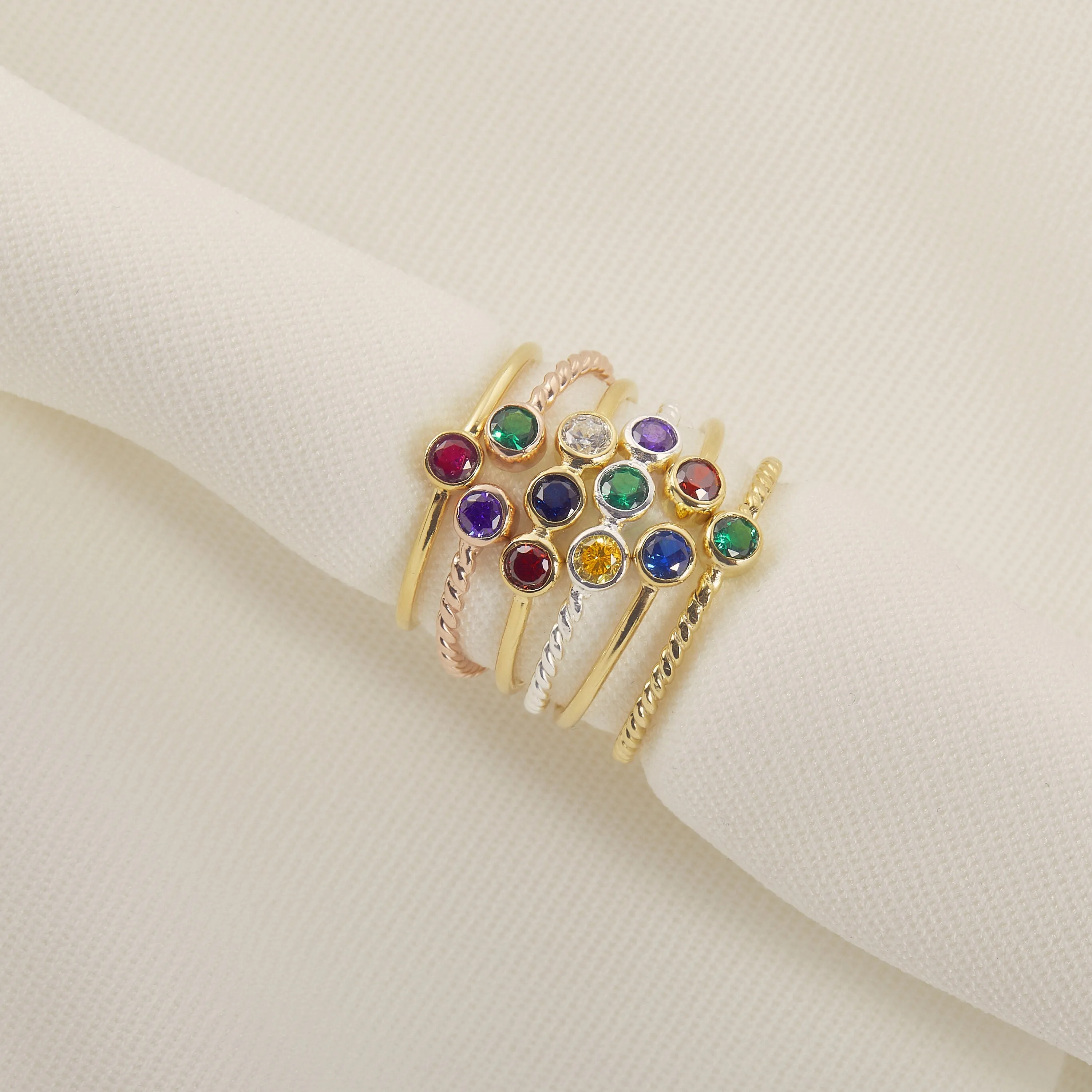 Personalized Stackable Ring | Dual Birthstone Ring | Gemstone Ring | Birthstone Jewelry | Stacking Ring |  Family Ring | Dainty Promise Ring