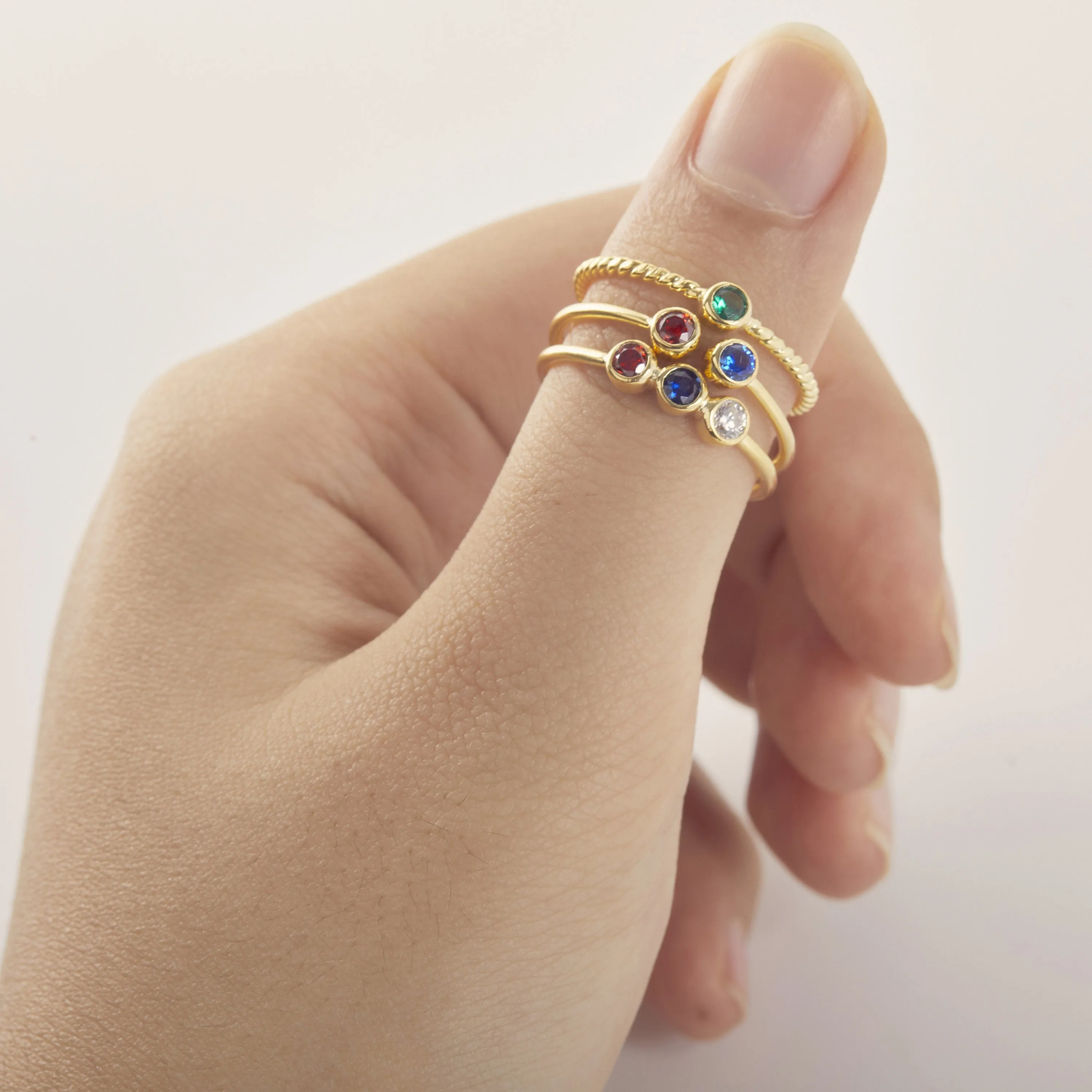 Personalized Stackable Ring | Dual Birthstone Ring | Gemstone Ring | Birthstone Jewelry | Stacking Ring |  Family Ring | Dainty Promise Ring