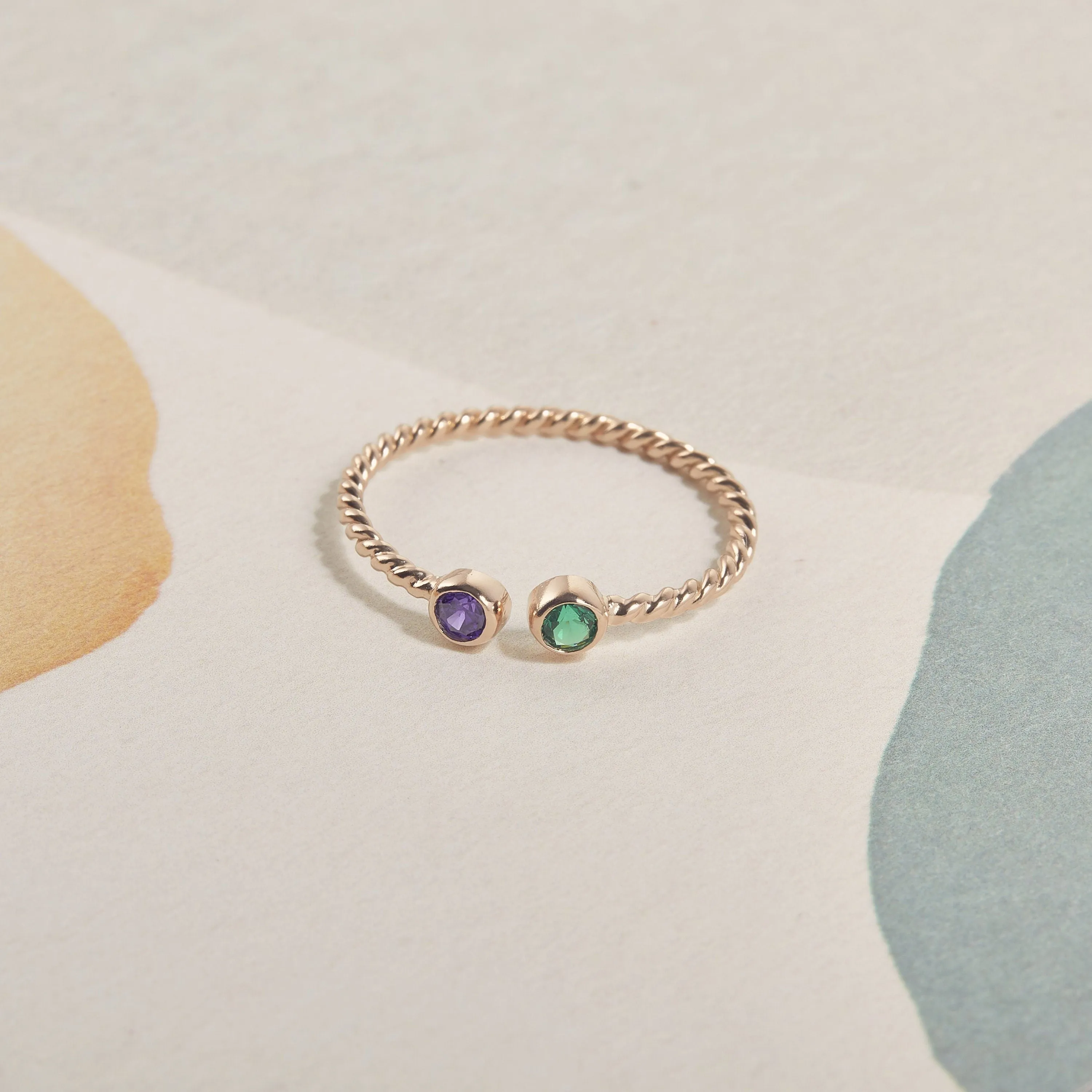Personalized Stackable Ring | Dual Birthstone Ring | Gemstone Ring | Birthstone Jewelry | Stacking Ring |  Family Ring | Dainty Promise Ring