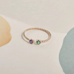 Personalized Stackable Ring | Dual Birthstone Ring | Gemstone Ring | Birthstone Jewelry | Stacking Ring |  Family Ring | Dainty Promise Ring