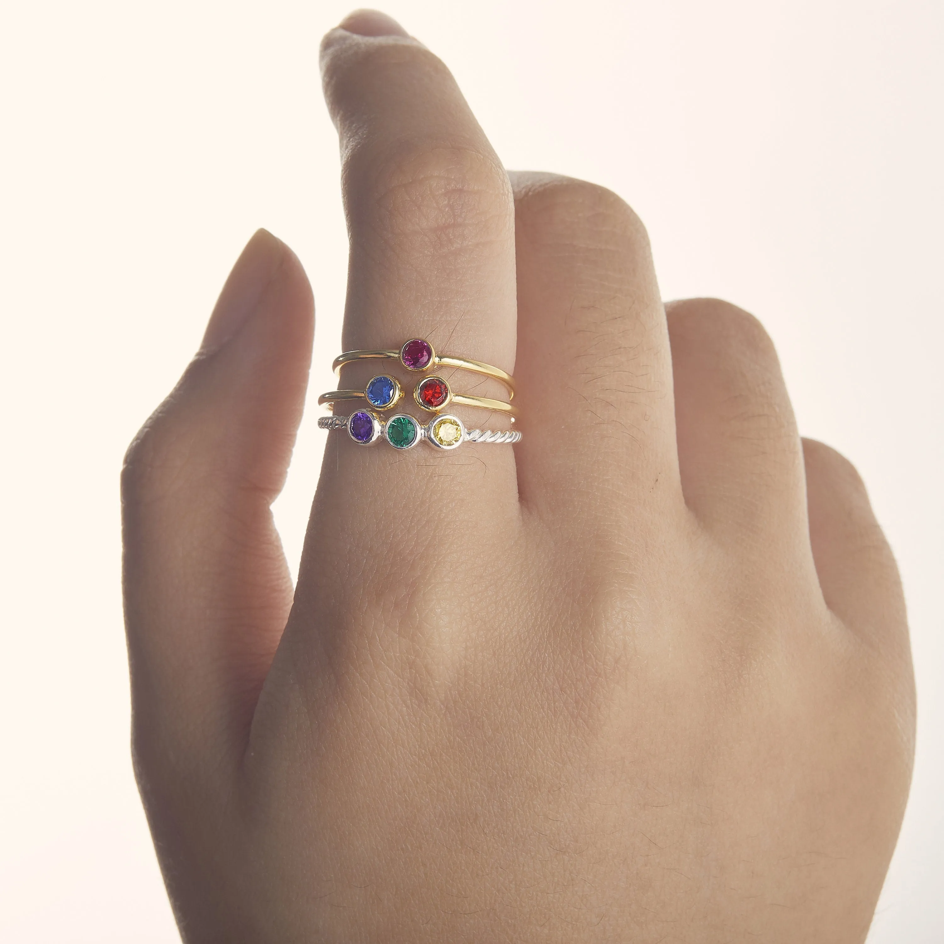 Personalized Stackable Ring | Dual Birthstone Ring | Gemstone Ring | Birthstone Jewelry | Stacking Ring |  Family Ring | Dainty Promise Ring