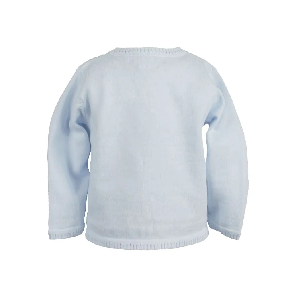 Petit Ami: Ladder Edge Basic Cardigan Sweater - Light Blue