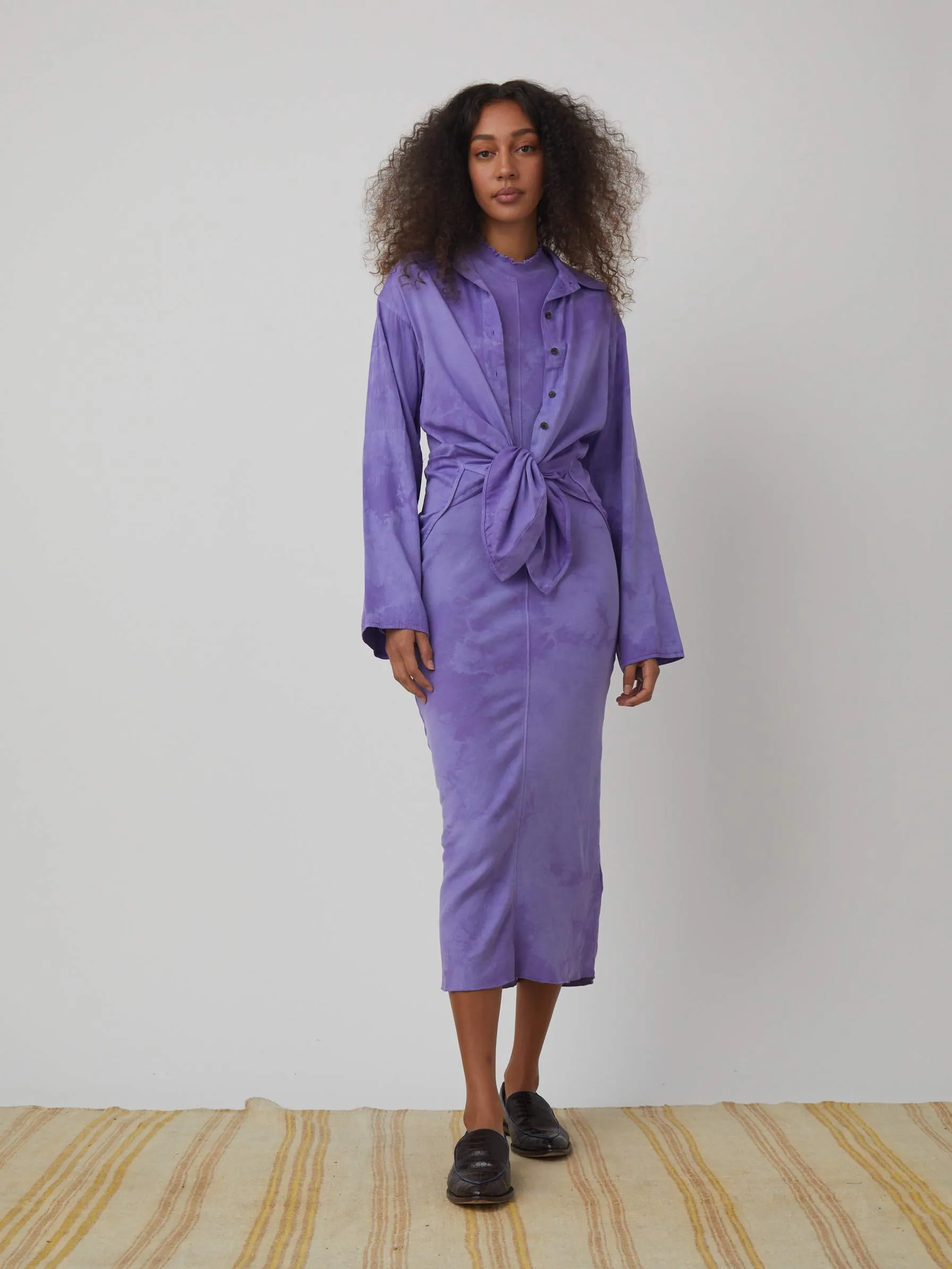 Pheobe Sleeve Button Down, Purple Cloud