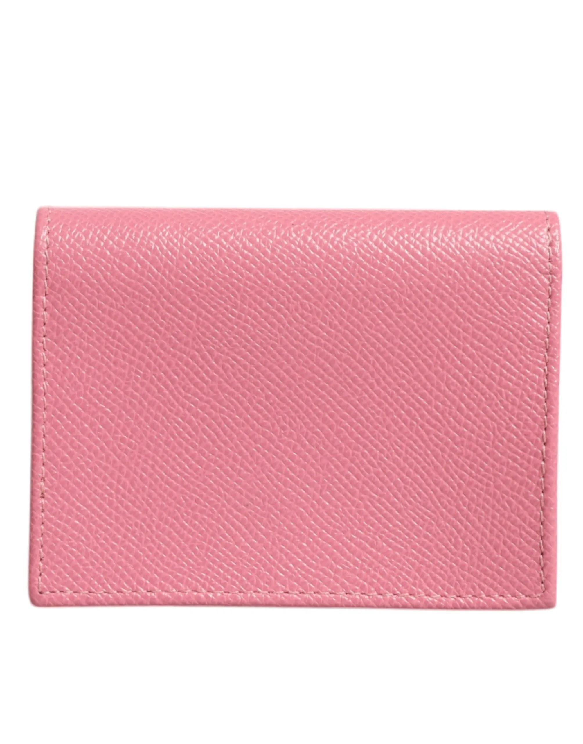 Pink Calfskin Leather DG Logo Bifold Card Slot Wallet