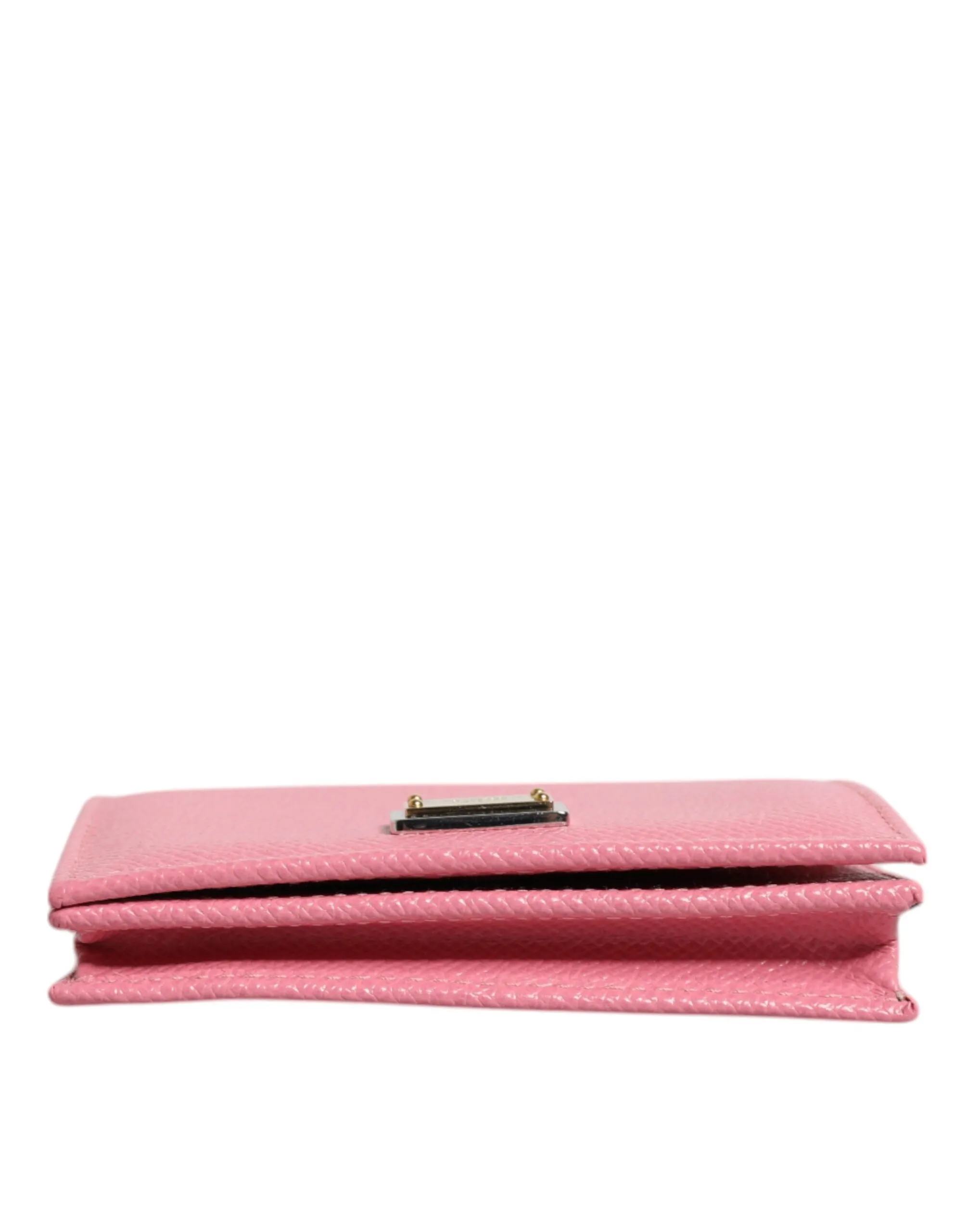 Pink Calfskin Leather DG Logo Bifold Card Slot Wallet