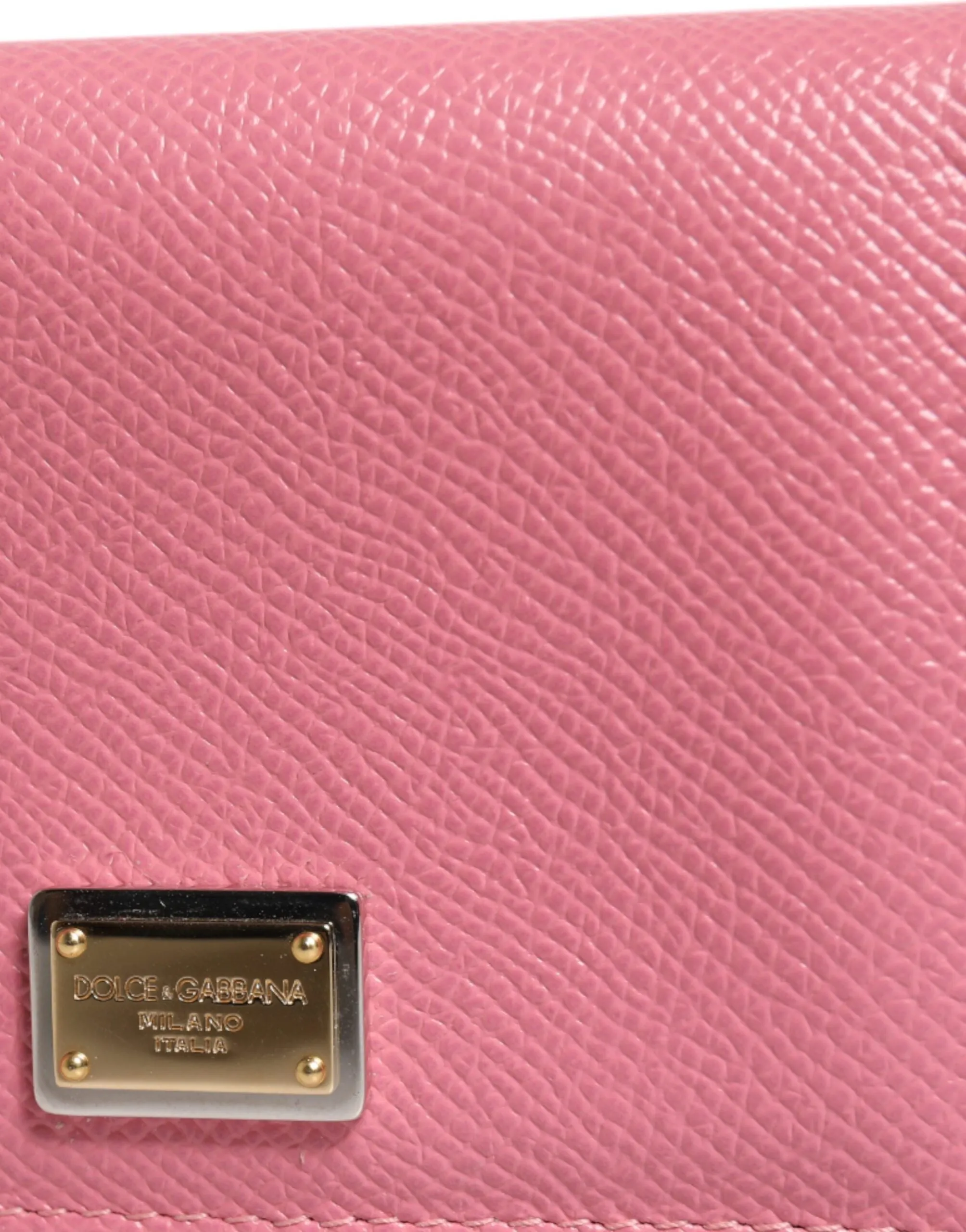 Pink Calfskin Leather DG Logo Bifold Card Slot Wallet