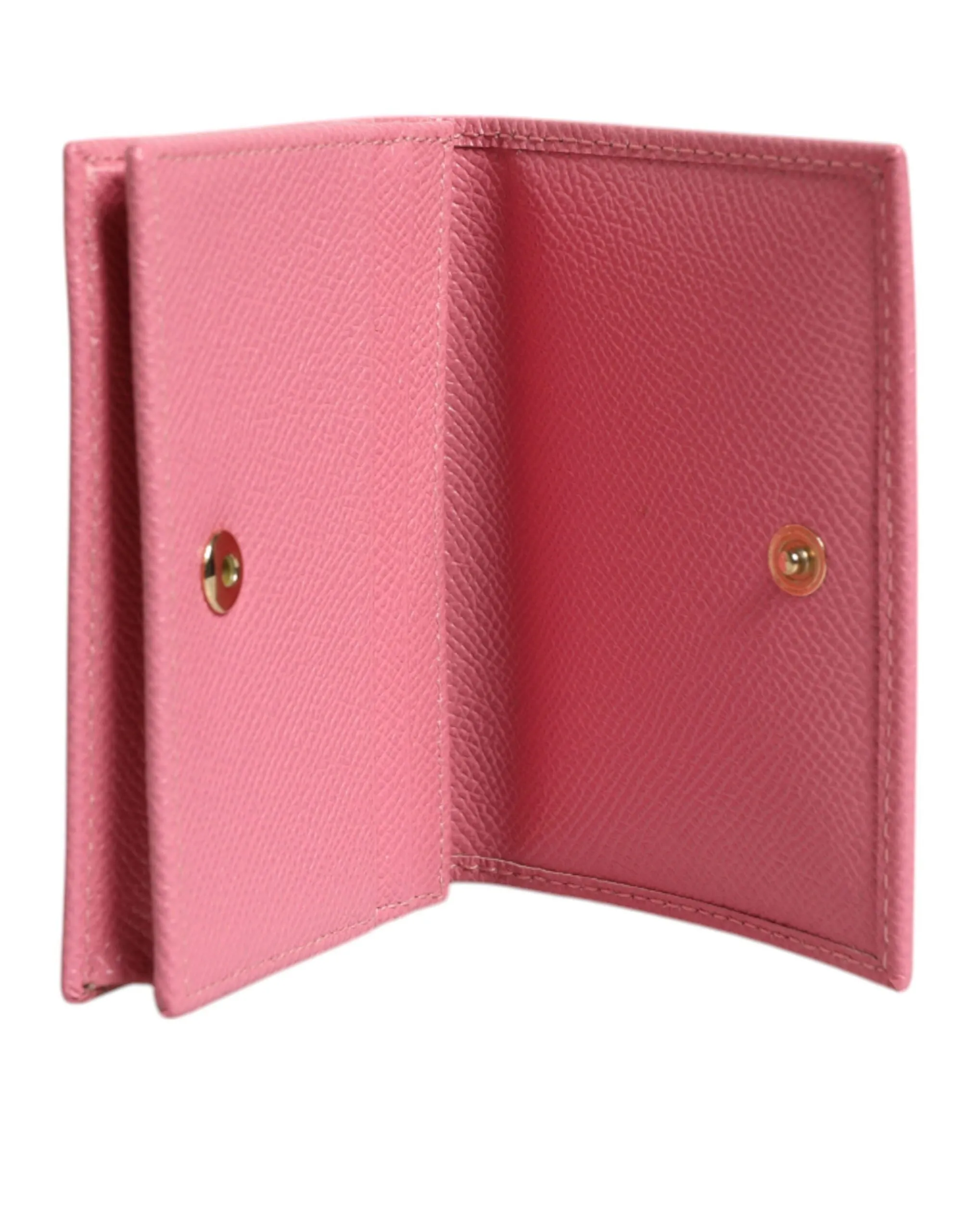 Pink Calfskin Leather DG Logo Bifold Card Slot Wallet
