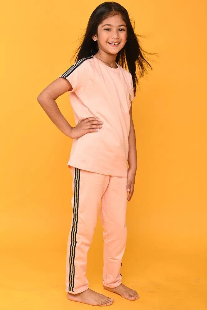 PINK HEART GIRLS SUMMER JOGGER SET - PINK