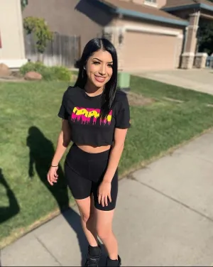 Pink Lemonade Drippin | Black Crop Top Tee