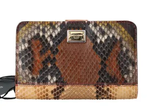 Pink Red Alligator Python Snakeskin Leather Wallet