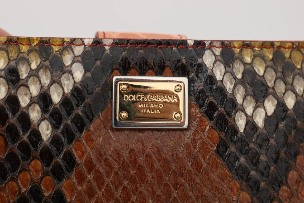 Pink Red Alligator Python Snakeskin Leather Wallet