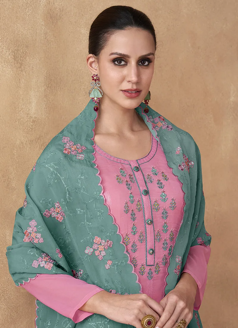 Pink Sequence Embroidery Salwar Kameez
