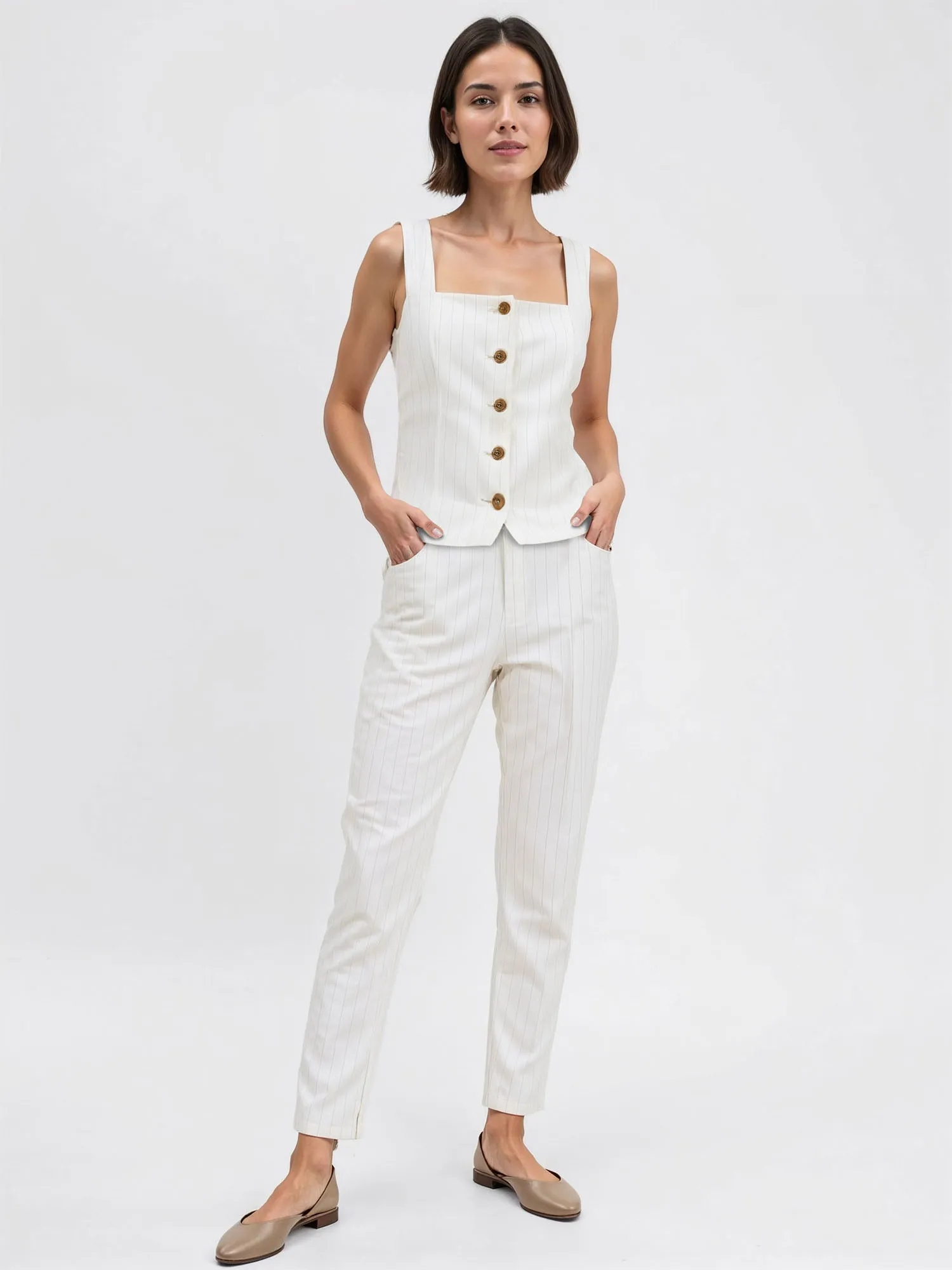Pinstripe Button Down Tank