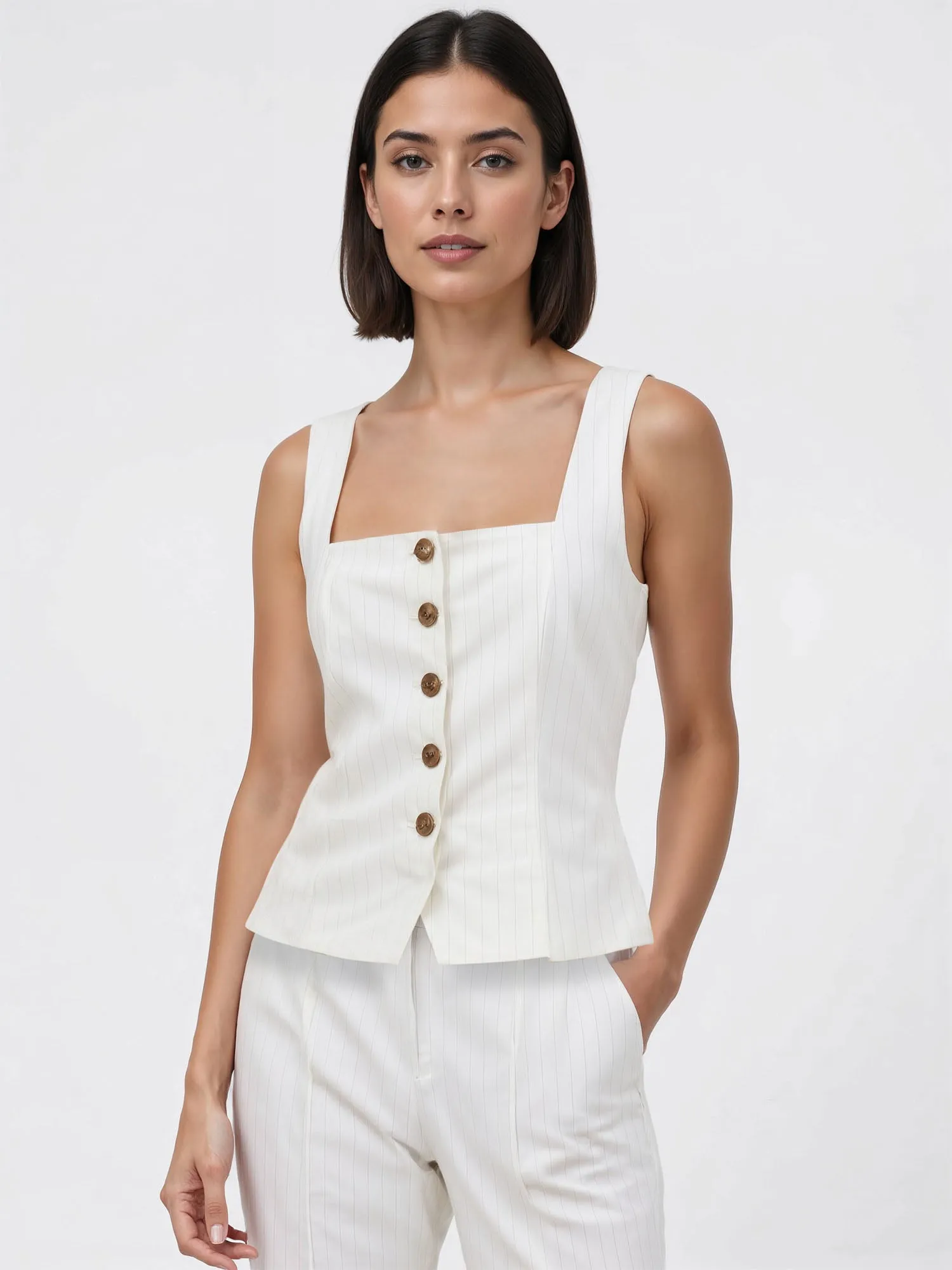 Pinstripe Button Down Tank