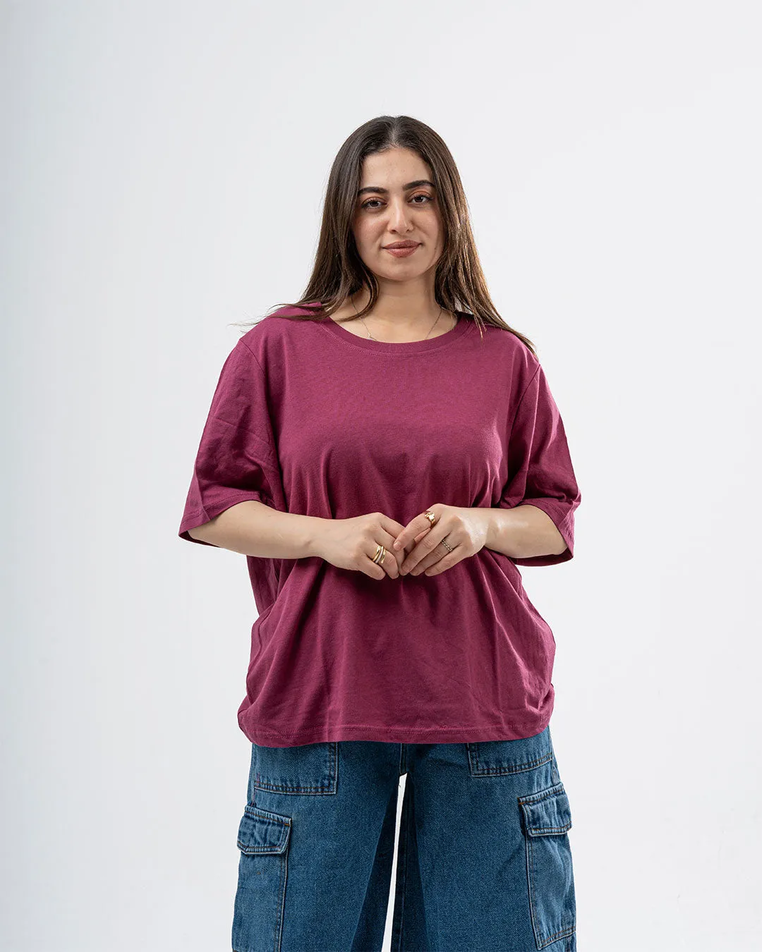 Plain Half-Slevees Women T-Shirt