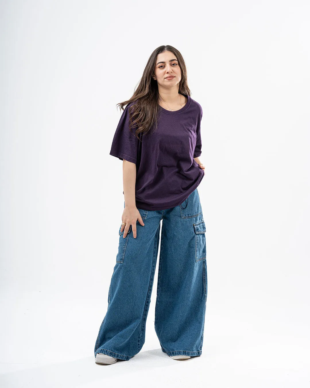 Plain Half-Slevees Women T-Shirt