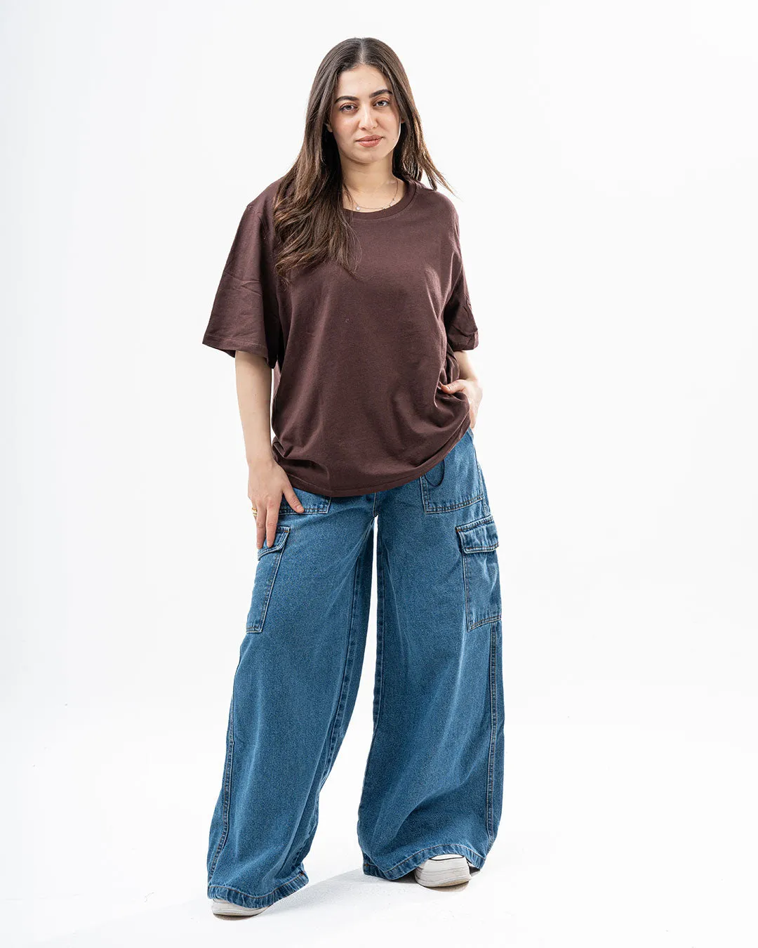 Plain Half-Slevees Women T-Shirt