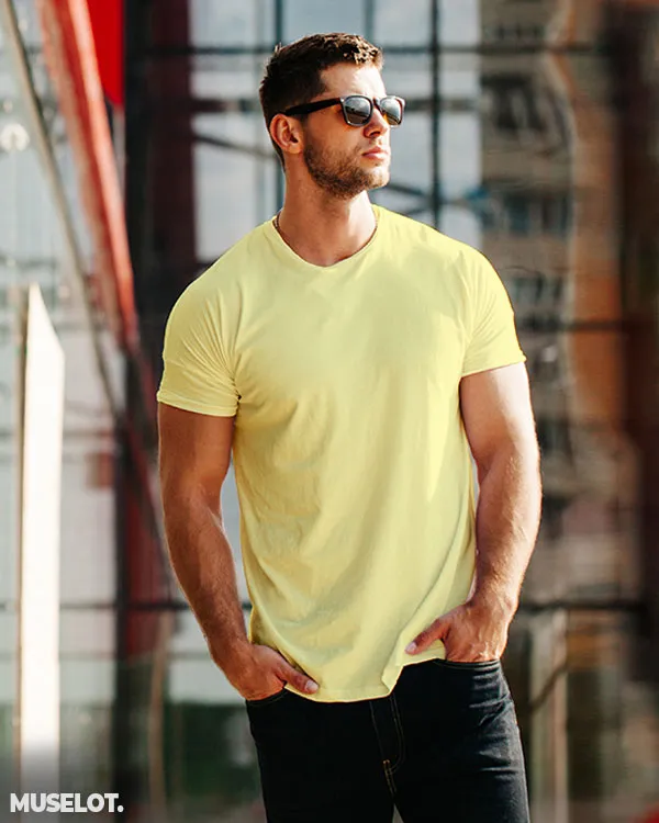 Plain mens butter yellow t shirt