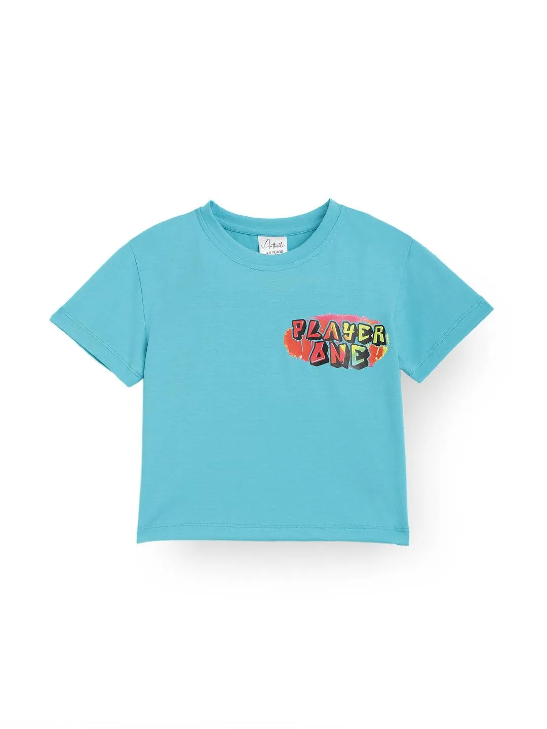 PLAYER ONE TERQUISE SUMMER GIRLS T-SHIRT -TERQUISE