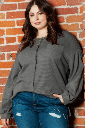 Plus Size Crinkle Patchwork Top