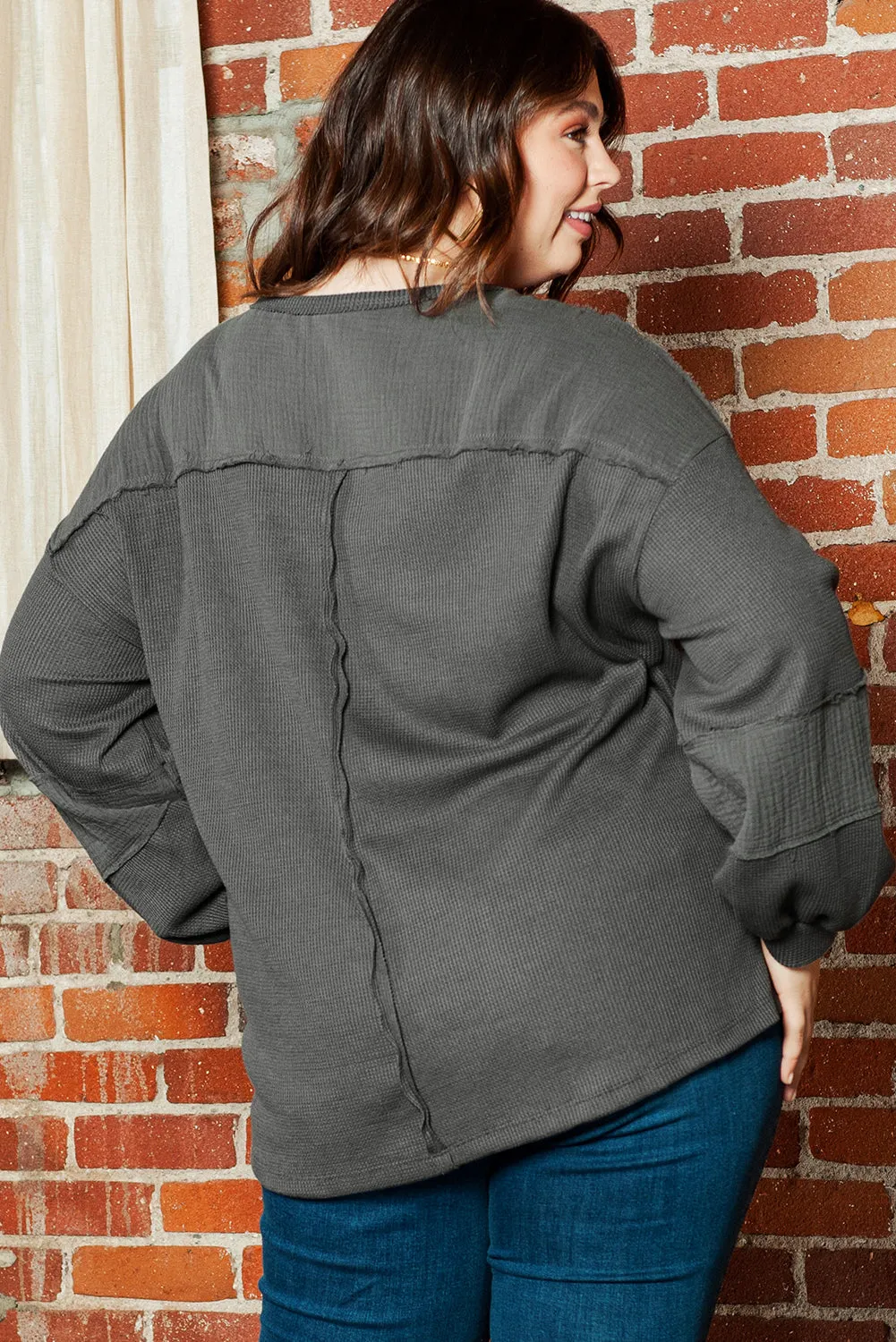 Plus Size Crinkle Patchwork Top