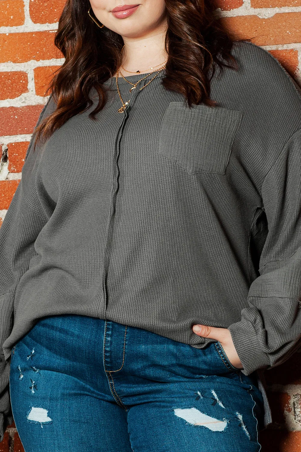 Plus Size Crinkle Patchwork Top