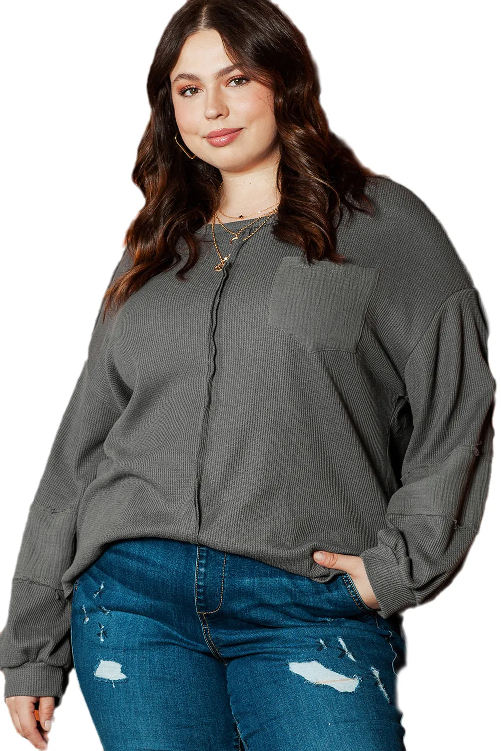 Plus Size Crinkle Patchwork Top