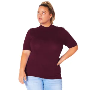 Plus Size Half Sleeve Turtle Neck Fitted Top