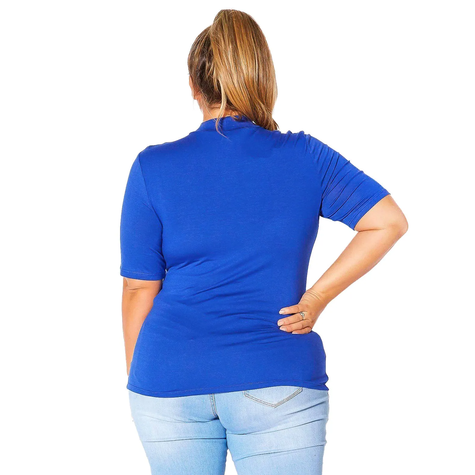 Plus Size Half Sleeve Turtle Neck Fitted Top