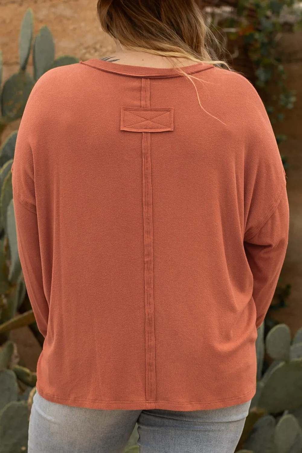 Plus Size V Neck Long Sleeve Top