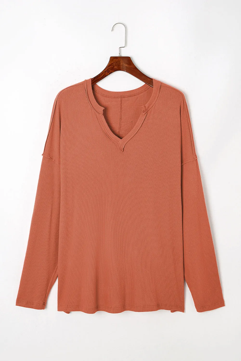 Plus Size V Neck Long Sleeve Top