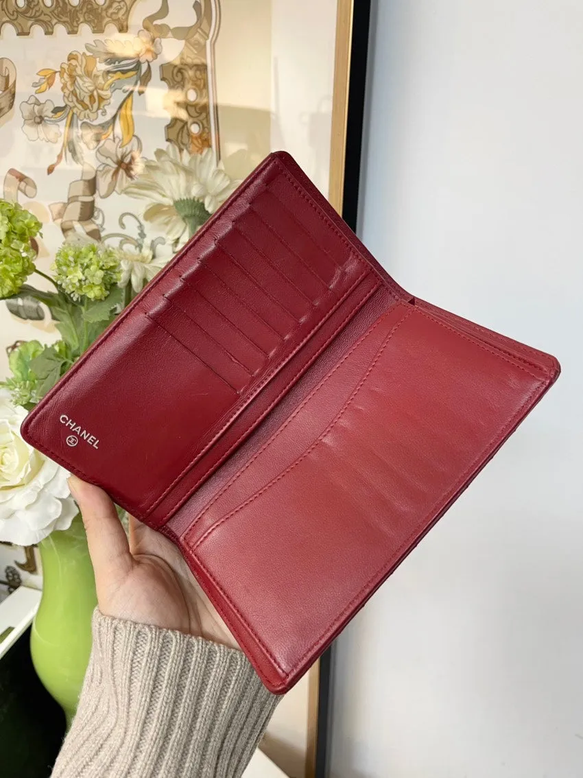 Preloved Chanel Red Bifold Wallet #5A - Vintage Leather Luxury