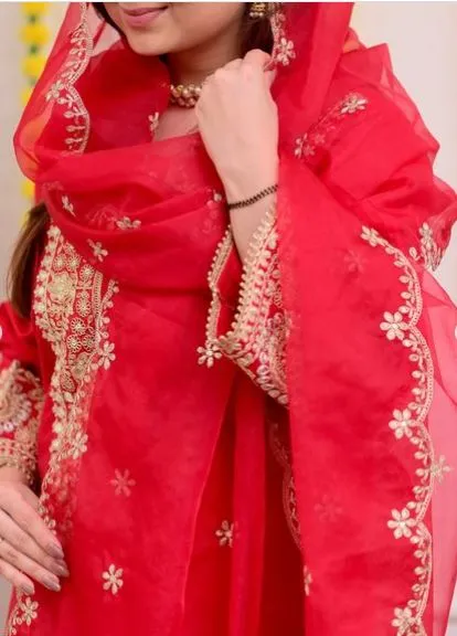 Premium Red Heavy Silk Suit