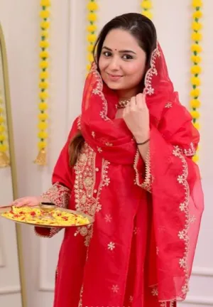 Premium Red Heavy Silk Suit