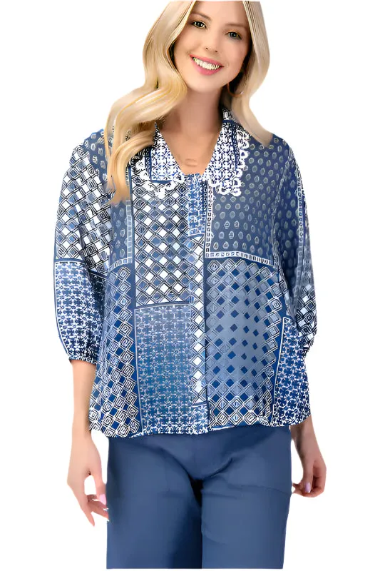 Printed Button Up Blouse