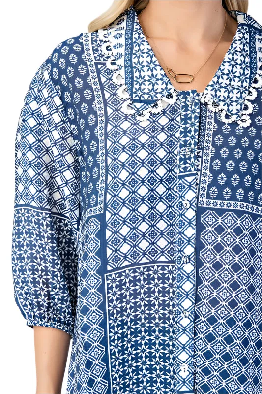Printed Button Up Blouse