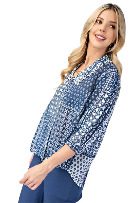 Printed Button Up Blouse