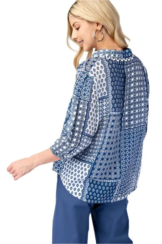 Printed Button Up Blouse