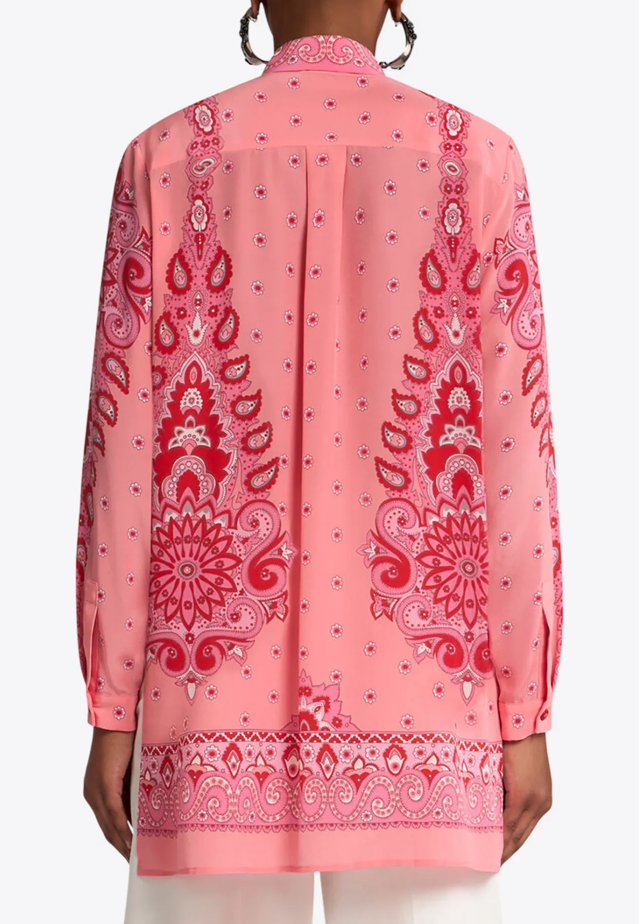 Printed Button-Up Silk Shirt