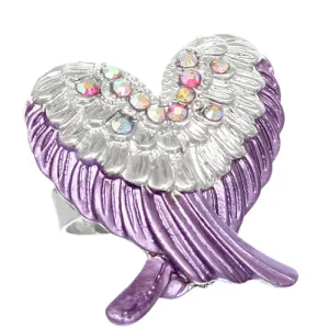 Purple Double Wing Rhinestone Adjustable Ring