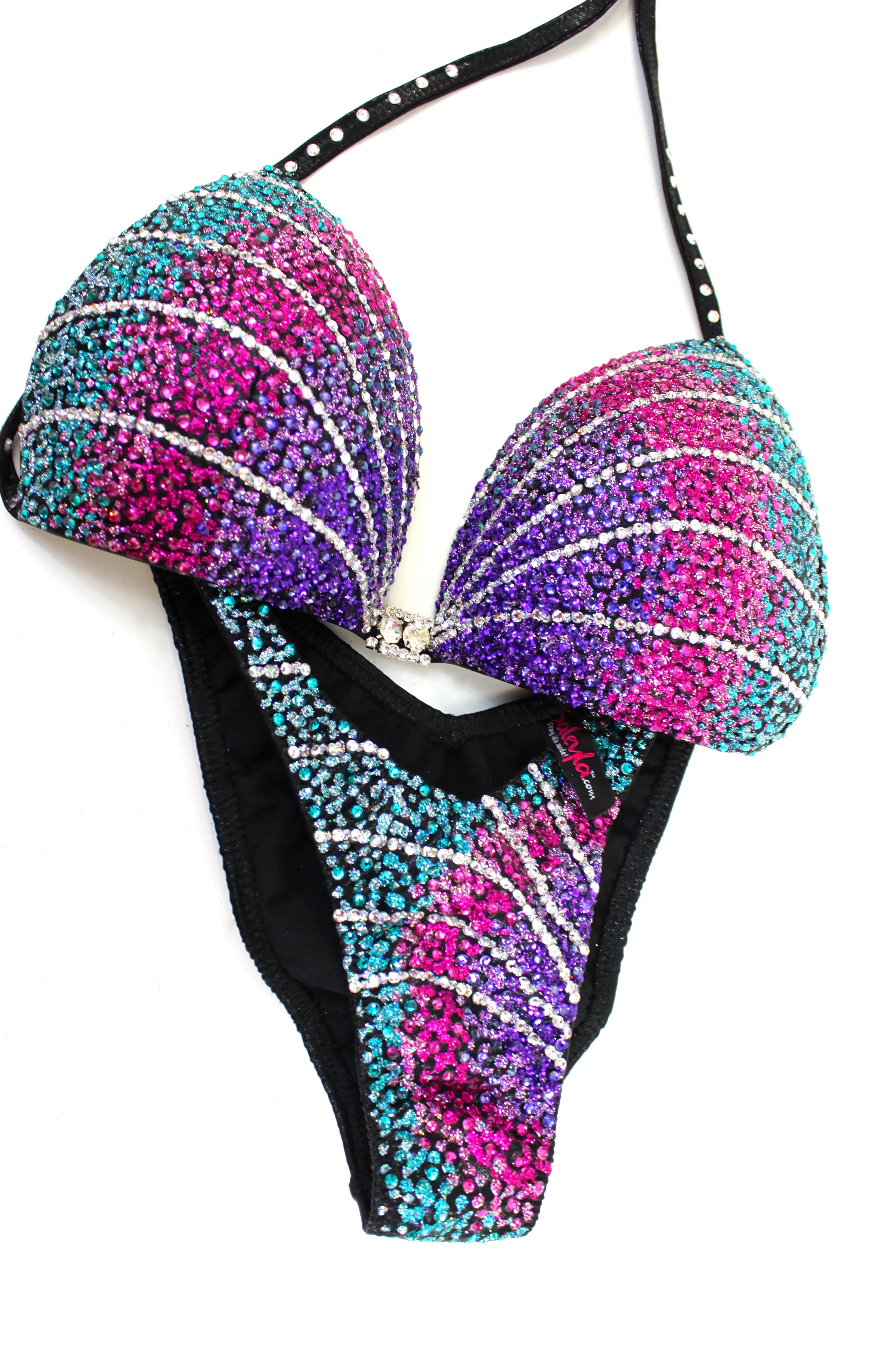 Purple Pink Teal Shades Figure Competition Suit