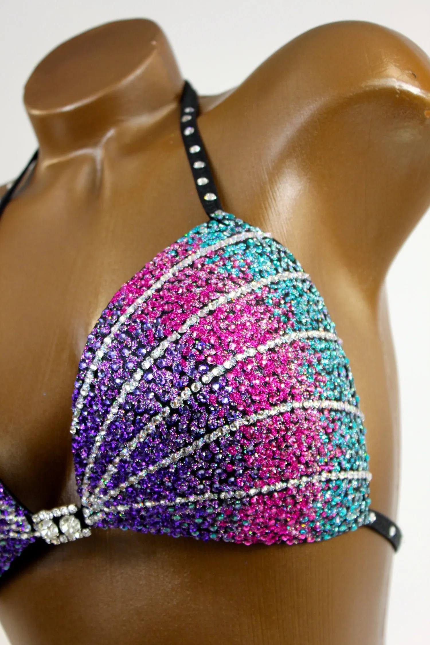 Purple Pink Teal Shades Figure Competition Suit