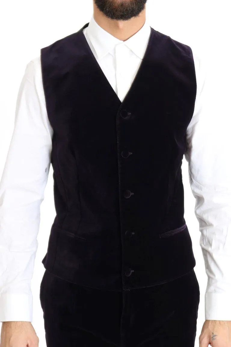 Purple Velvet Slim Fit Double Breasted Suit