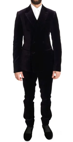 Purple Velvet Slim Fit Double Breasted Suit