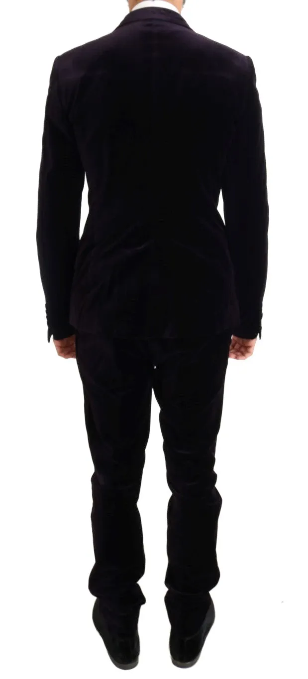 Purple Velvet Slim Fit Double Breasted Suit