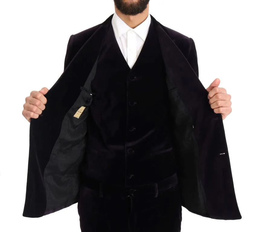 Purple Velvet Slim Fit Double Breasted Suit