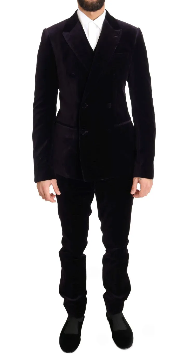 Purple Velvet Slim Fit Double Breasted Suit